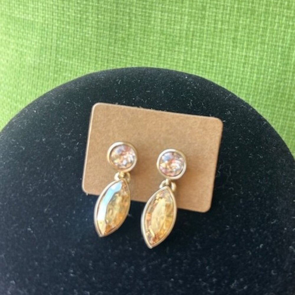 GIVENCHY Gold Swarovski Crystal Drop EARRINGS - Picture 4 of 10